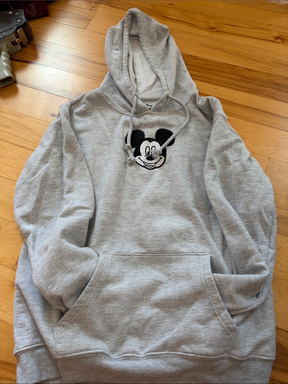 Disney Light Gray Mickey Mouse Hoodie - Pullover Sweatshirt